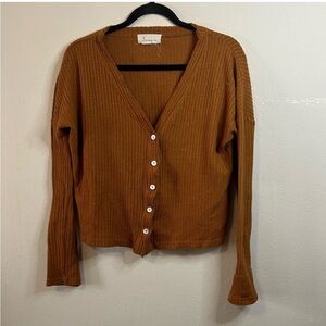 Anthropologie Waffle Knit Cropped Cardigan